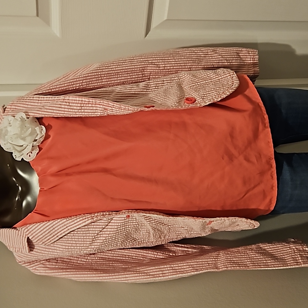 Gymboree pink seersucker blazer strip jacket  10-12